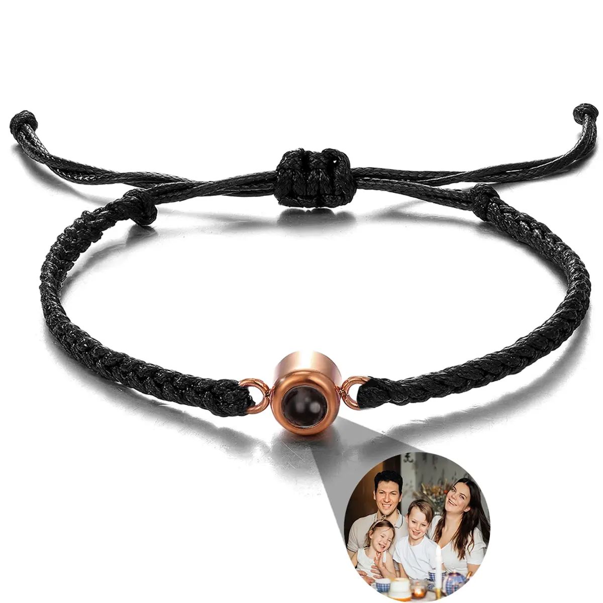 Personalized Photo Projection Bracelet – Adjustable Braided Rope Memorial Jewelry - Image 9