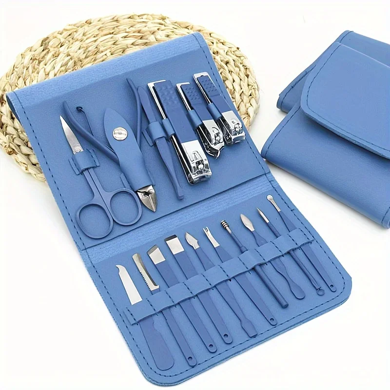 16-Piece Stainless Steel Manicure & Pedicure Set with Leather Travel Case - Image 4