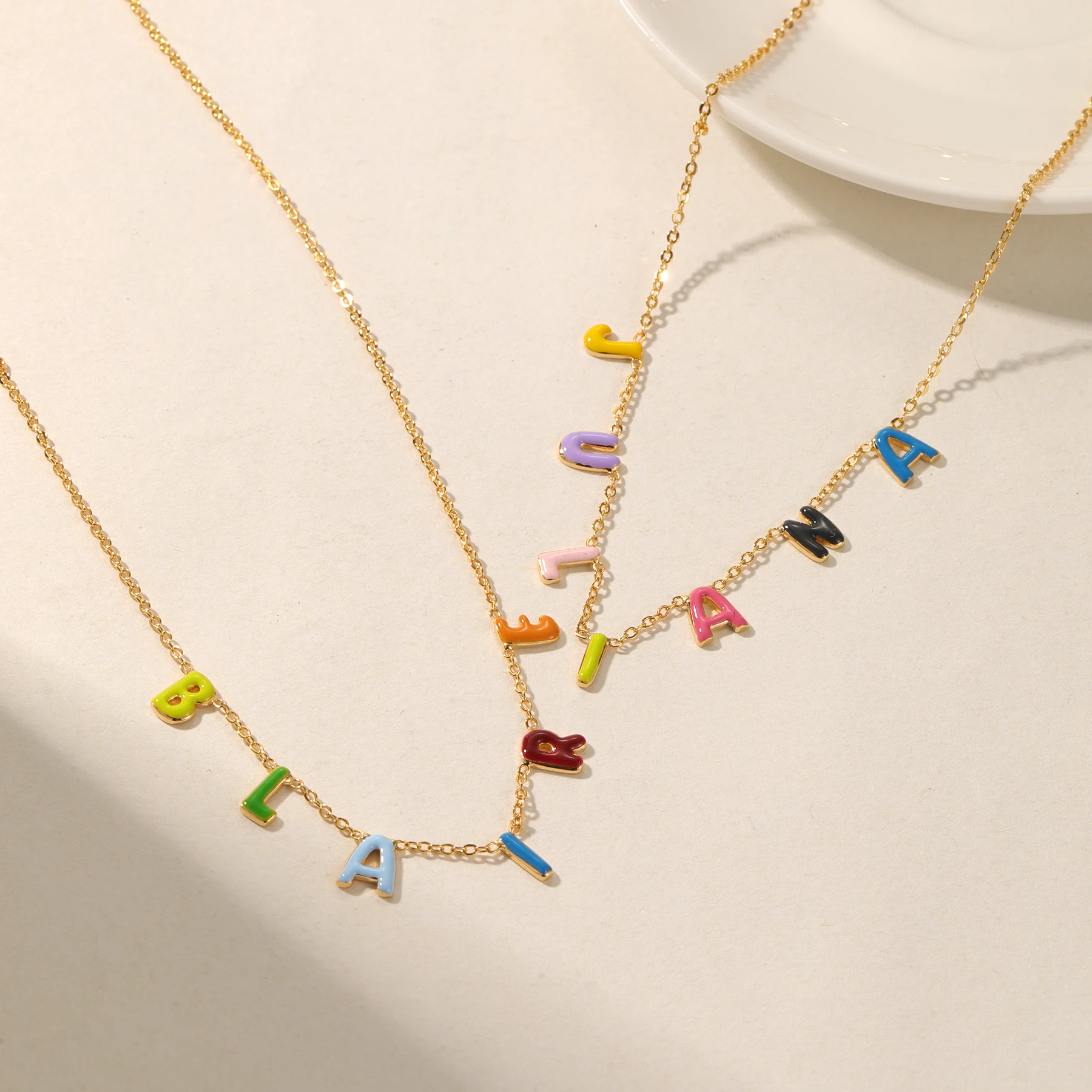 Custom Bubble Letter Pendant Necklace – Personalized Dopamine Jewelry - Image 3