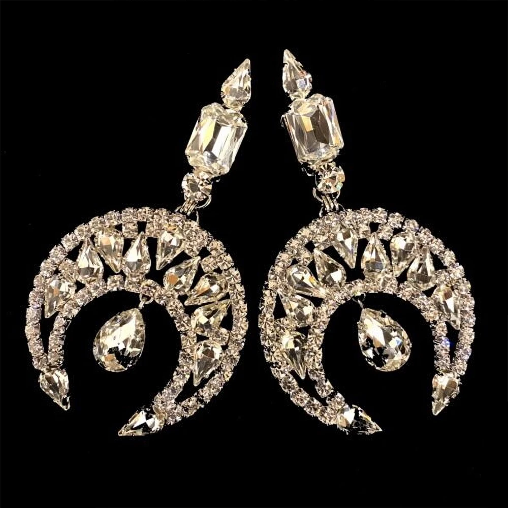 Stonefans Crystal Moon Pendant Necklace Earrings Set – Rhinestone Jewelry - Image 4