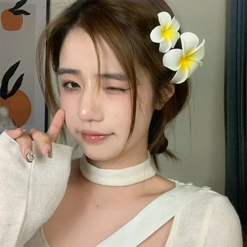 Plumeria Flower Hair Clips Women Girls Side Bangs Barrette Hawaiian Wedding Party Hairpins - Image 6