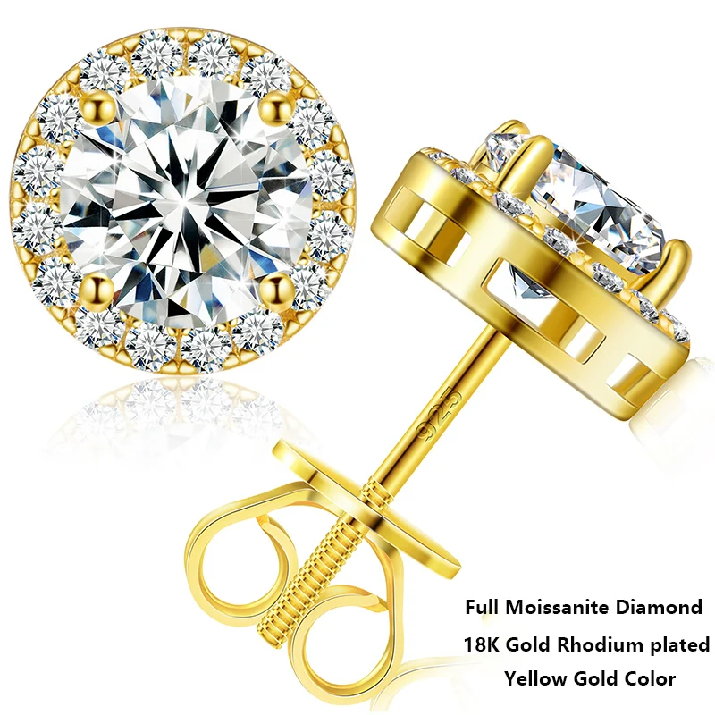 925 Sterling Silver Moissanite Round Earrings 0.1-4 Ct Engagement Wedding Gift - Image 5