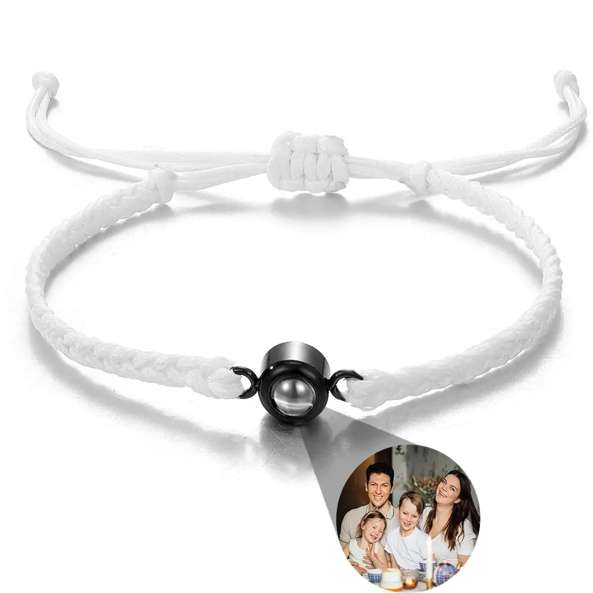 Personalized Photo Projection Bracelet – Adjustable Braided Rope Memorial Jewelry - Image 19