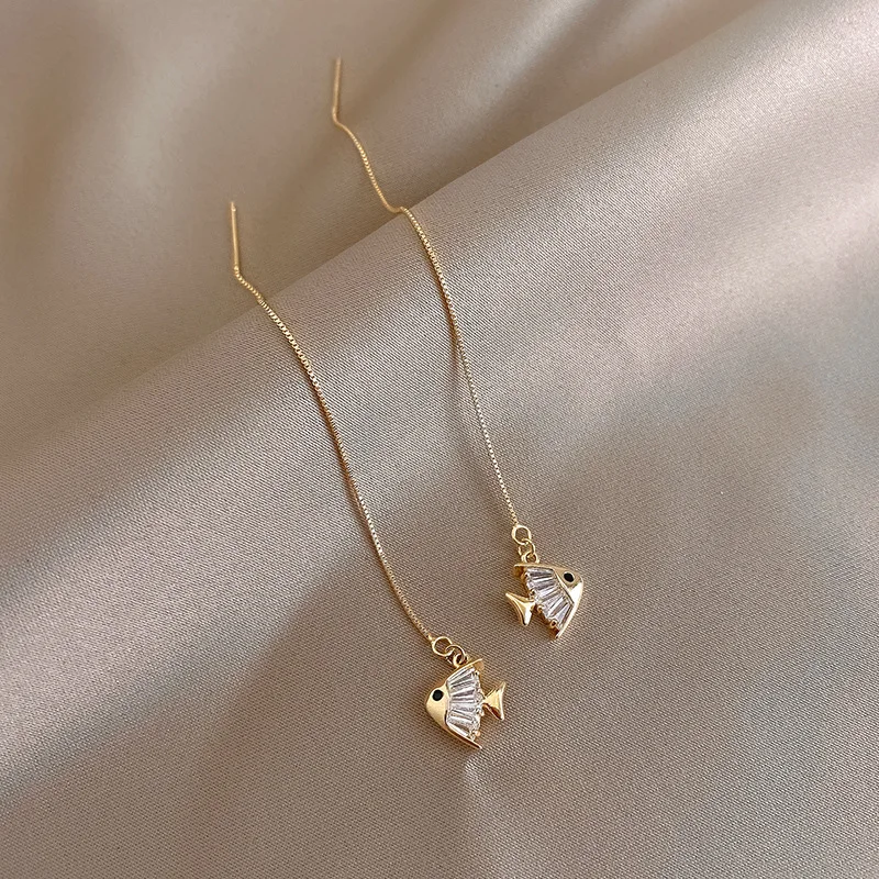 Simple Geometric Square Drop Earrings Women Korean Fashion Gold Line Long Tassel Dangle Jewelry Gift - Image 12
