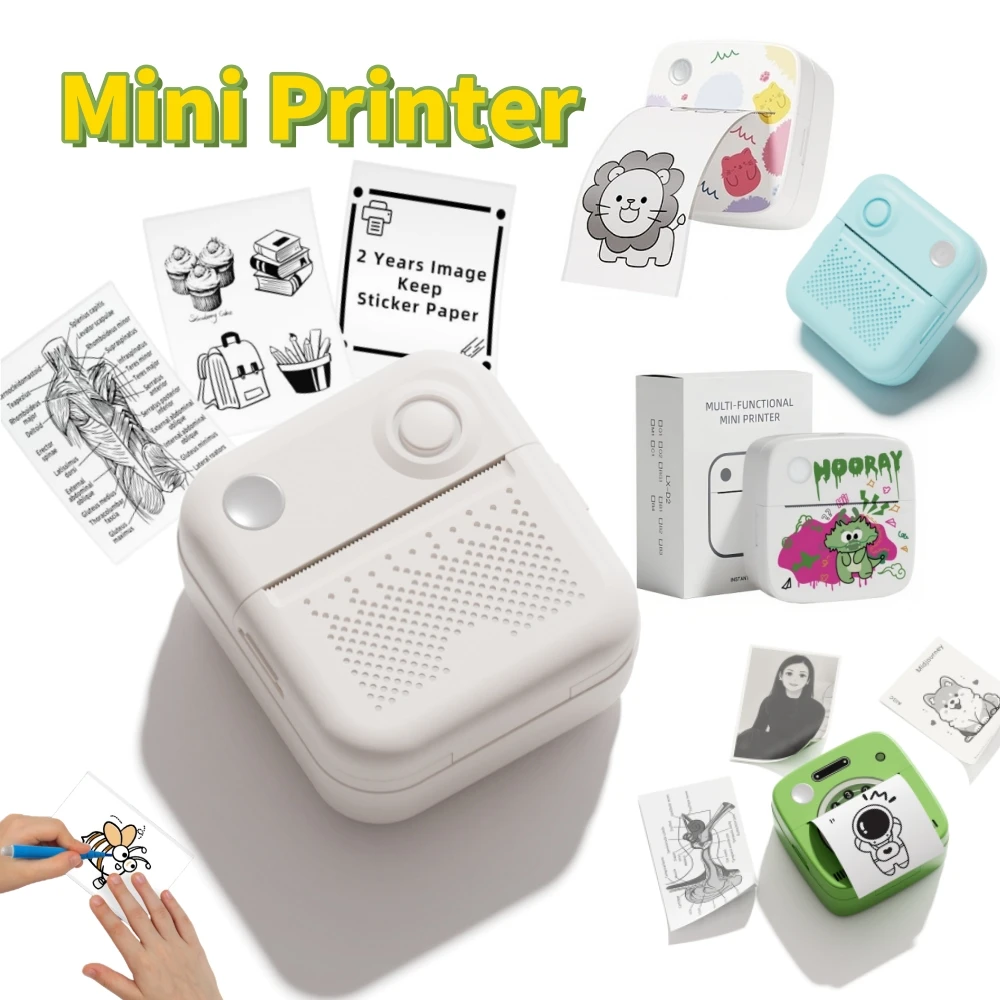 D2 D3 Error Printing Machine Portable Printer Thermal Paper Labels Maker Kids Toys Gifts Mini Printers for Photo Printing