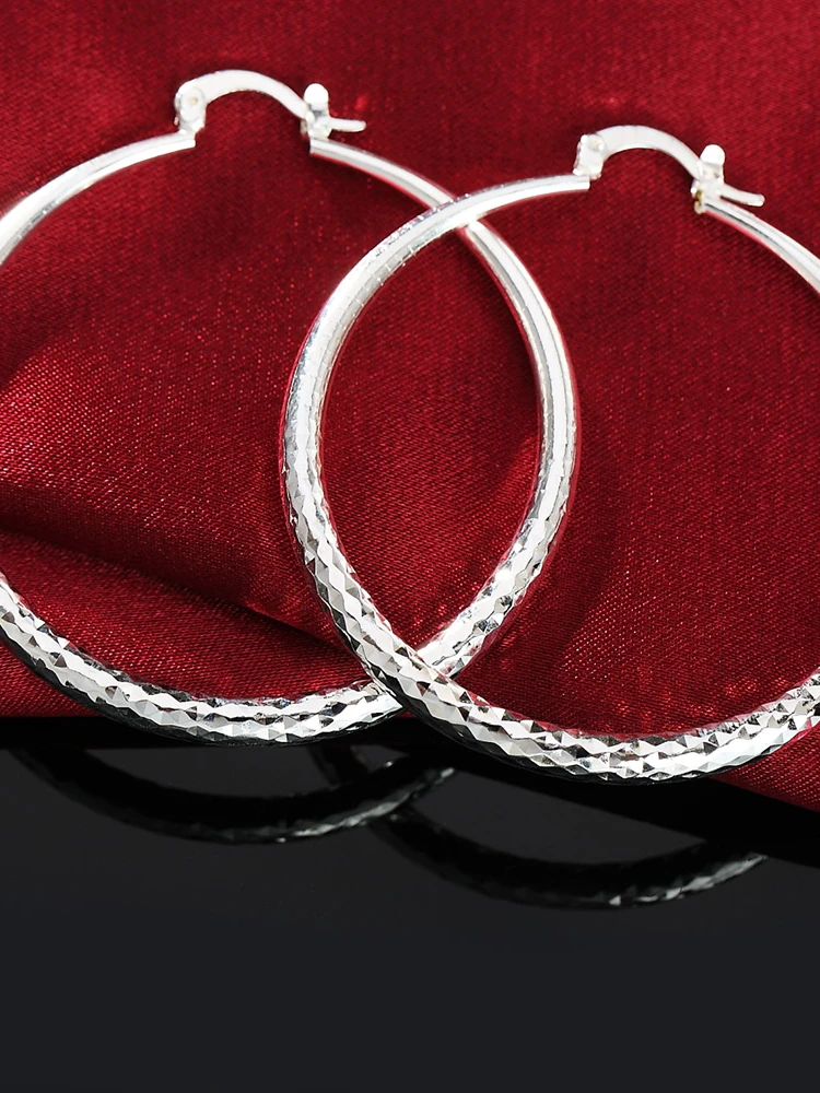 925 Sterling Silver 5CM Circle Hoop Earrings for Women – Wedding & Party Jewelry - Image 4