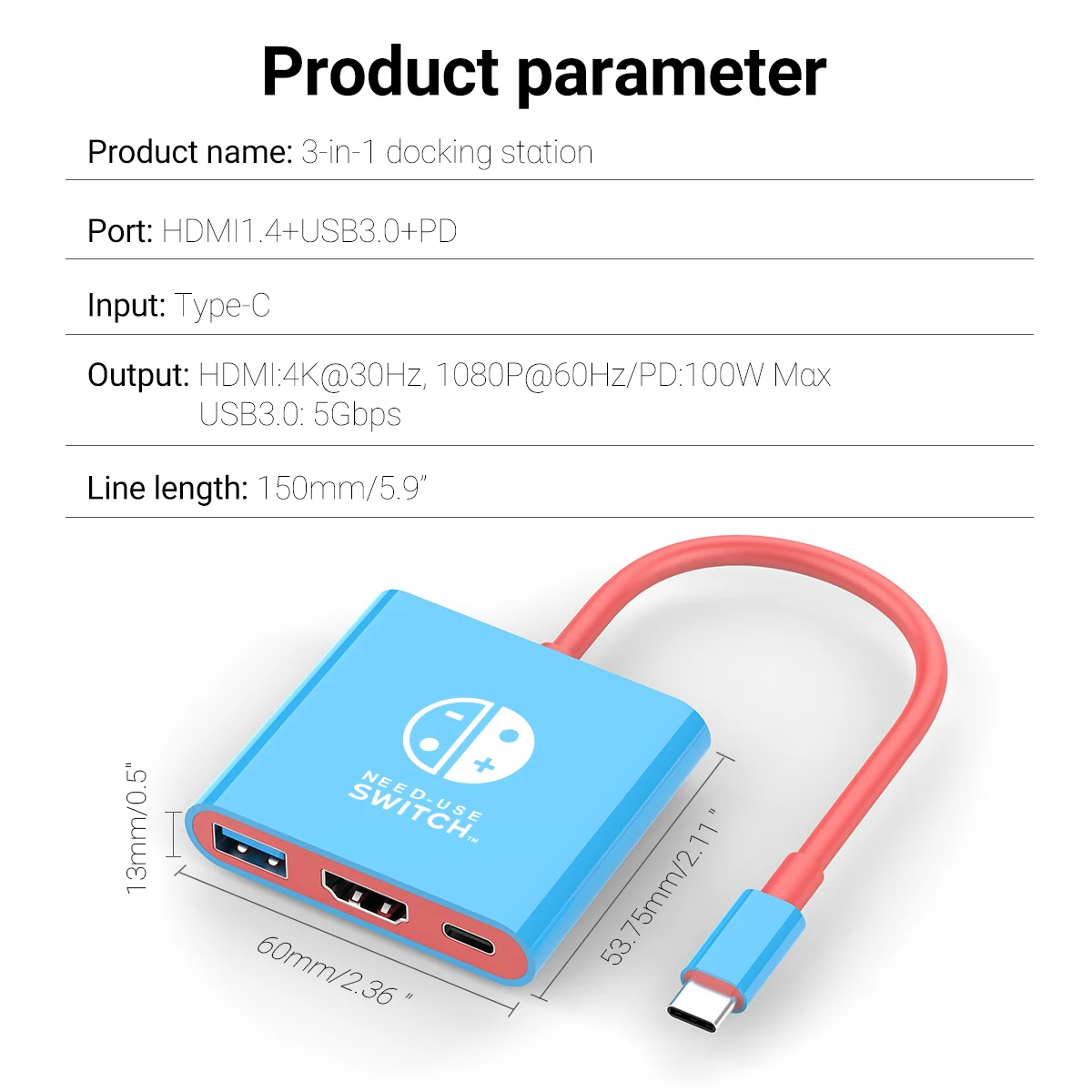 Gopala Portable TV Dock Charging Docking Station with HDMI and USB 3.0 Port Replacement Base Dock Set for Nintendo Switch OLED - Image 7