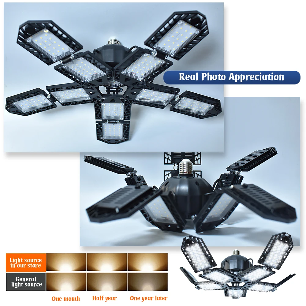 180W E27 LED Garage Light – Foldable 15000LM Ceiling Lamp for Workshop & Home - Image 3
