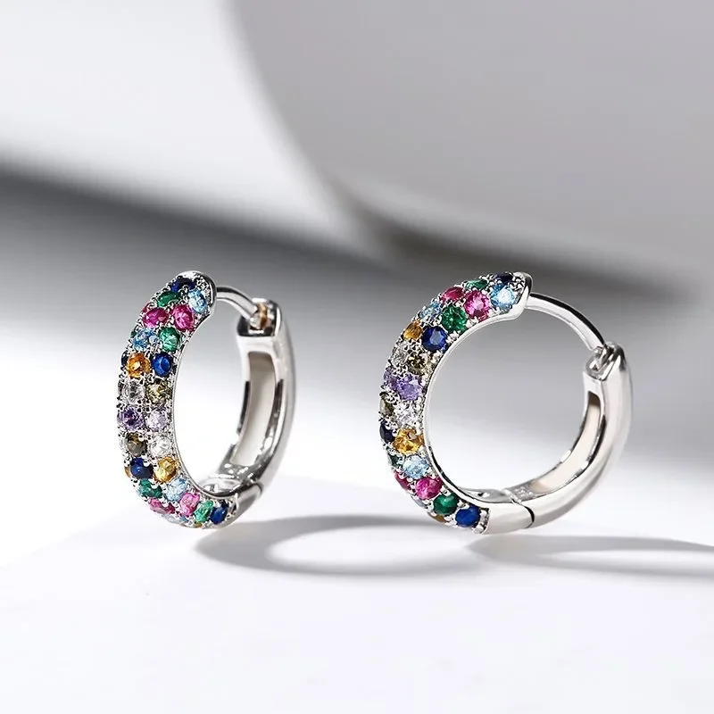 Colorful Crystal Round Earrings – Trendy Fashion Jewelry for Women - Image 2