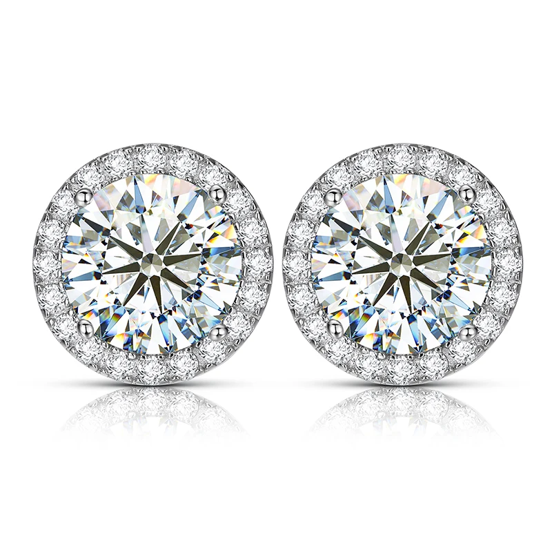 D VVS Moissanite Stud Earrings – S925 Silver, Platinum-Plated, Wedding Jewelry - Image 13