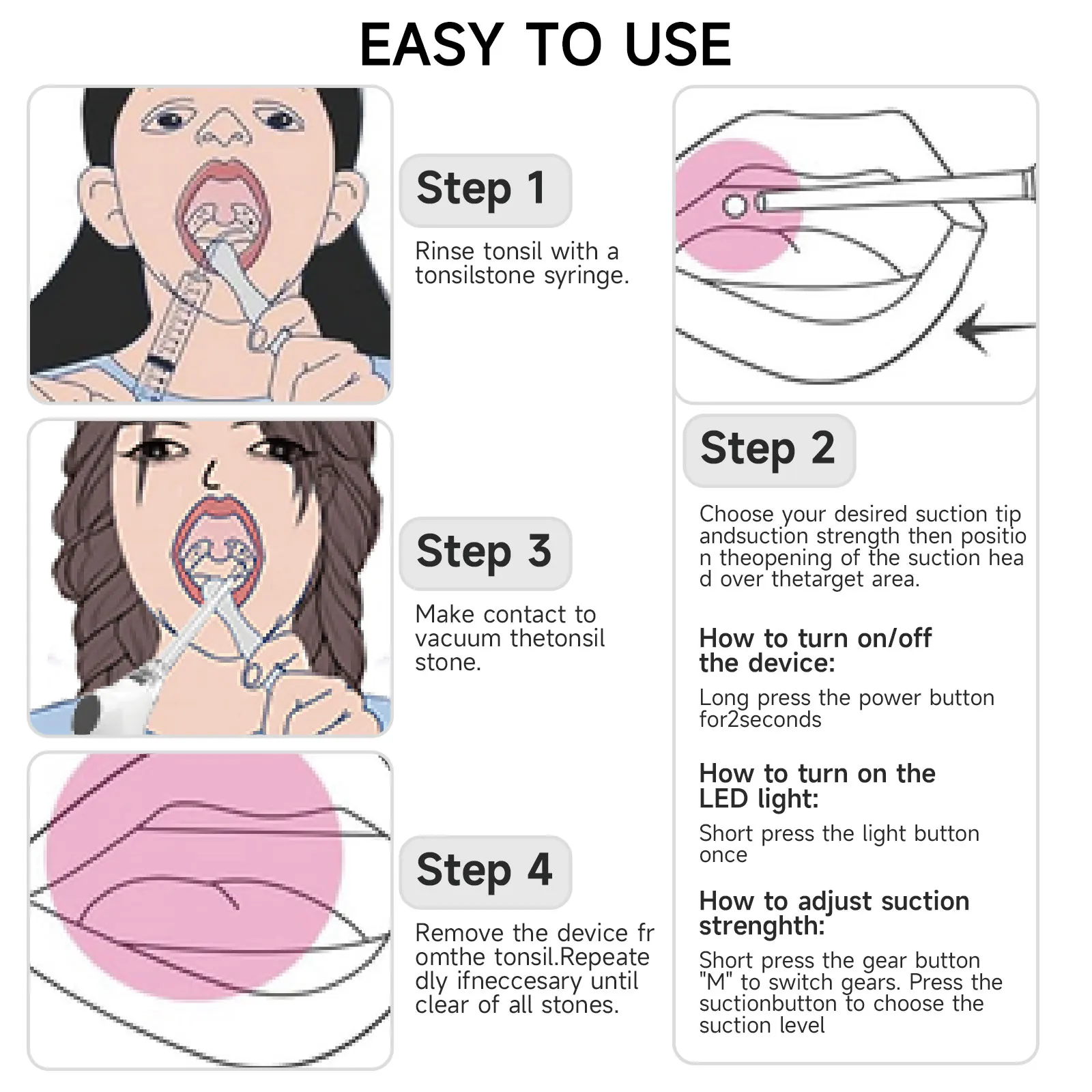 Electronic Tonsil Stone Remover Kit – 5 Suction Modes, LED Light - Image 5