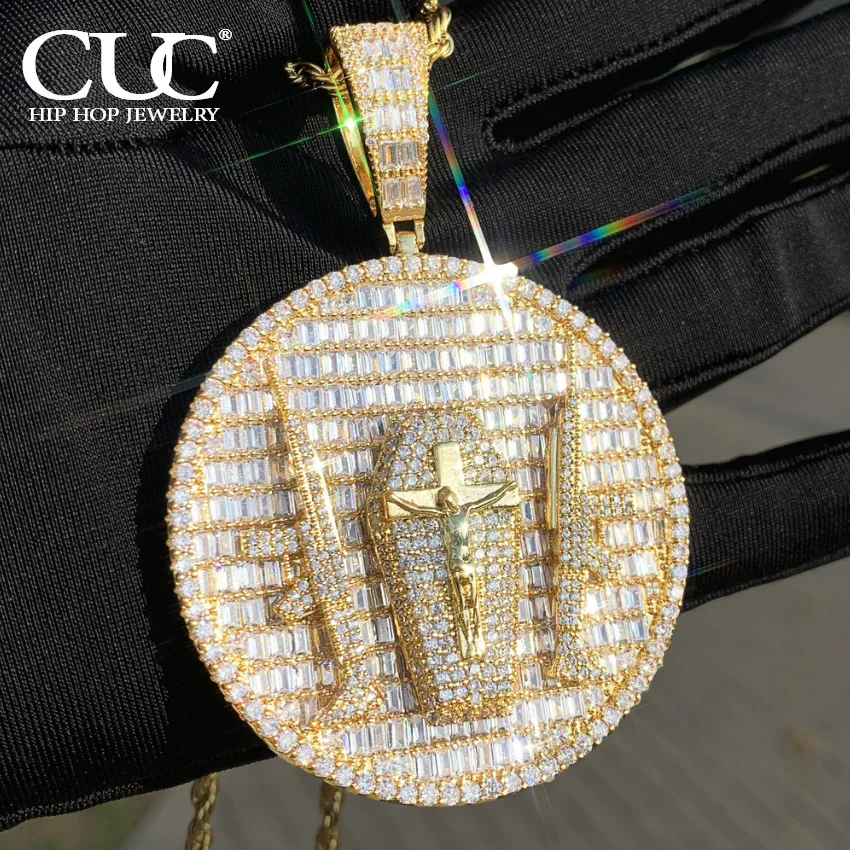 Gun Jesus Pendant Necklace – Iced Out CZ Cross, Gold-Plated Hip Hop Jewelry
