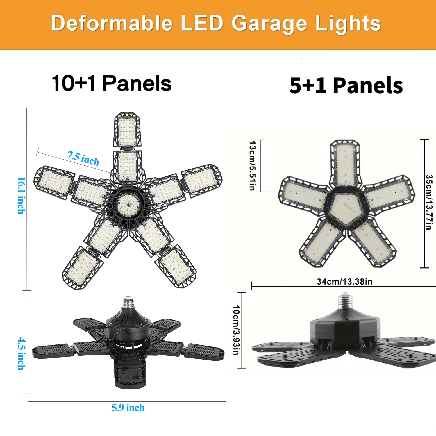 LED Garage Light – 5/10 Adjustable Panel Ceiling Lamp for Workshop & Basement - Image 4
