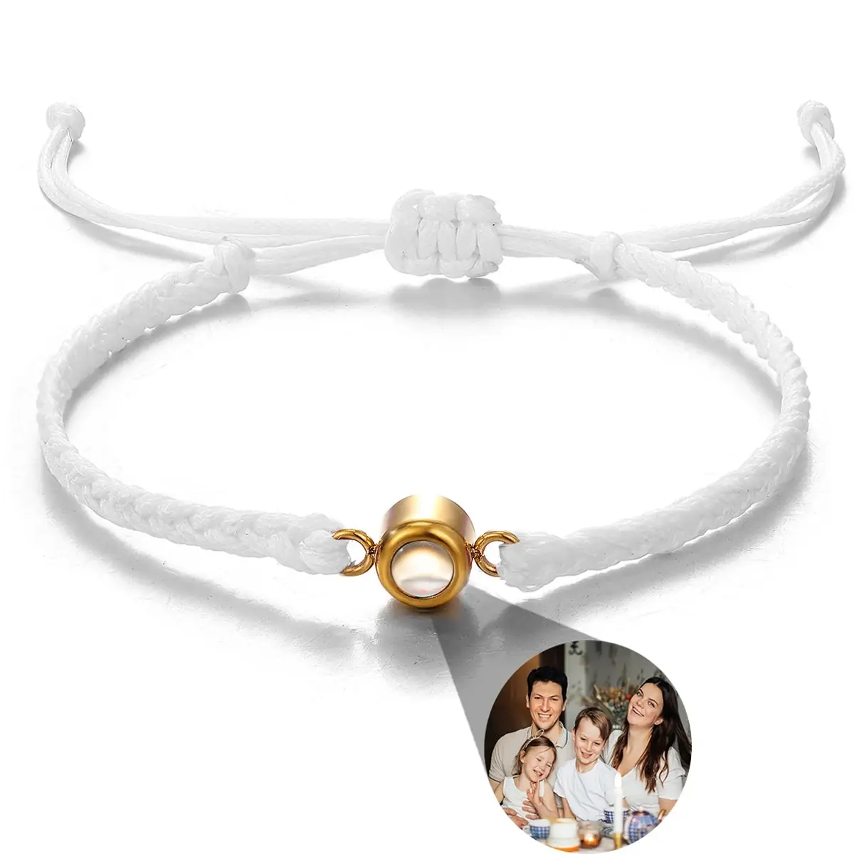 Personalized Photo Projection Bracelet – Adjustable Braided Rope Memorial Jewelry - Image 11