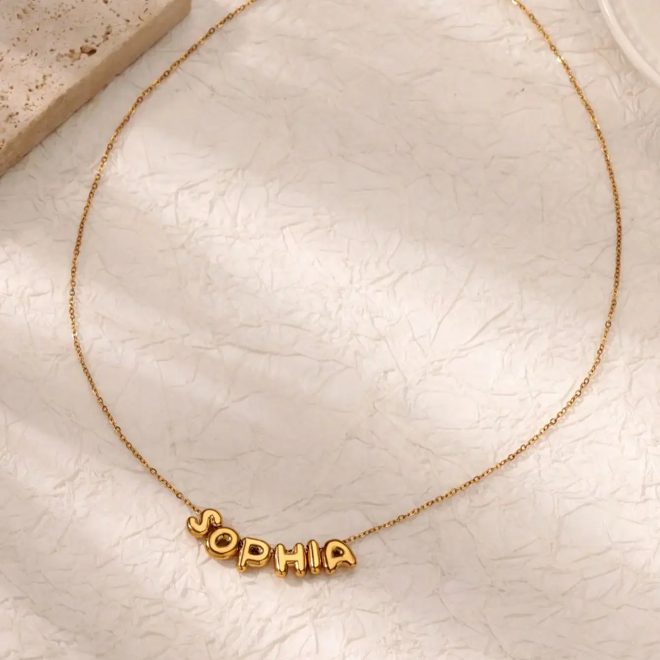 Personalized Bubble Letter Name Necklace – Custom Stainless Steel Jewelry for Women and Men - Image 5