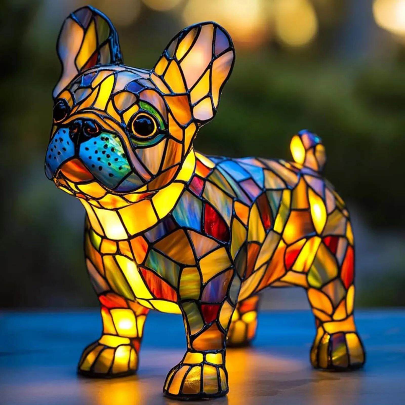 Corgi Lamp And Pug Lamp Dog Series Art Night Light Stained Resin French Tabletop Night Light Cute Pet Dogs Desktop Decorations - Image 3