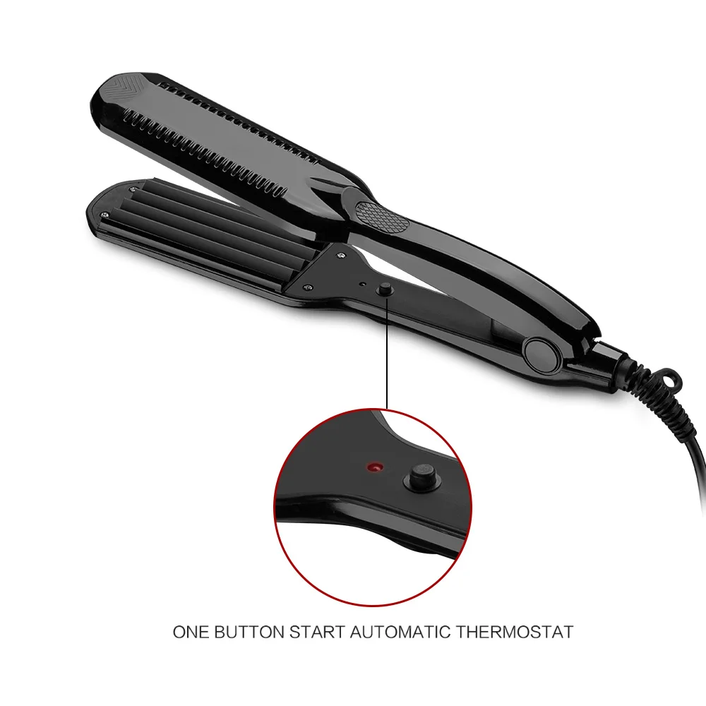 Professional Ceramic Wave Flat Iron – Adjustable Temperature, Wide Plate Curling Iron - Image 5