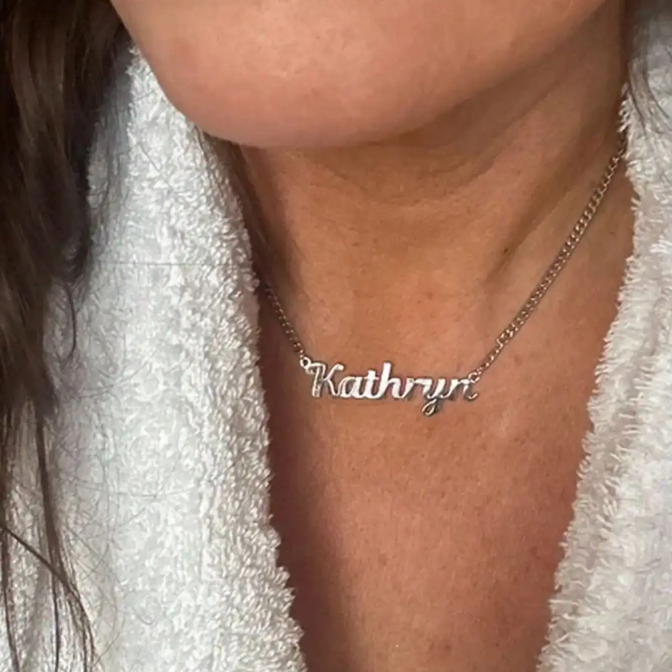 Personalised 18K Gold Custom Gothic Name Necklace with Curb Chain Birthday Gift - Image 3