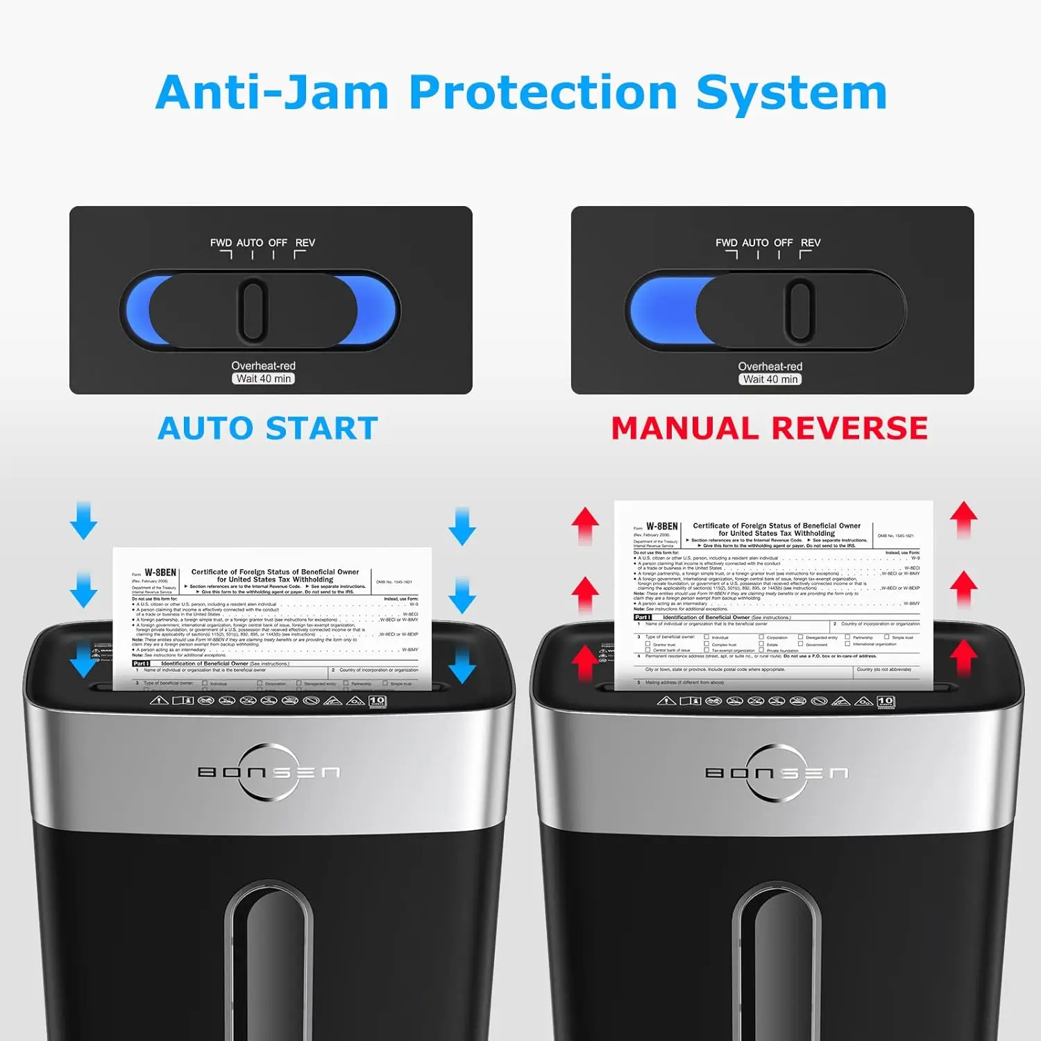 BONSEN 10-Sheet Cross-Cut Home Office Shredder P-4 Security suit for Credit Card,Staples & Clips, Quiet with Jam-Proof&4 Gal Bin - Image 3