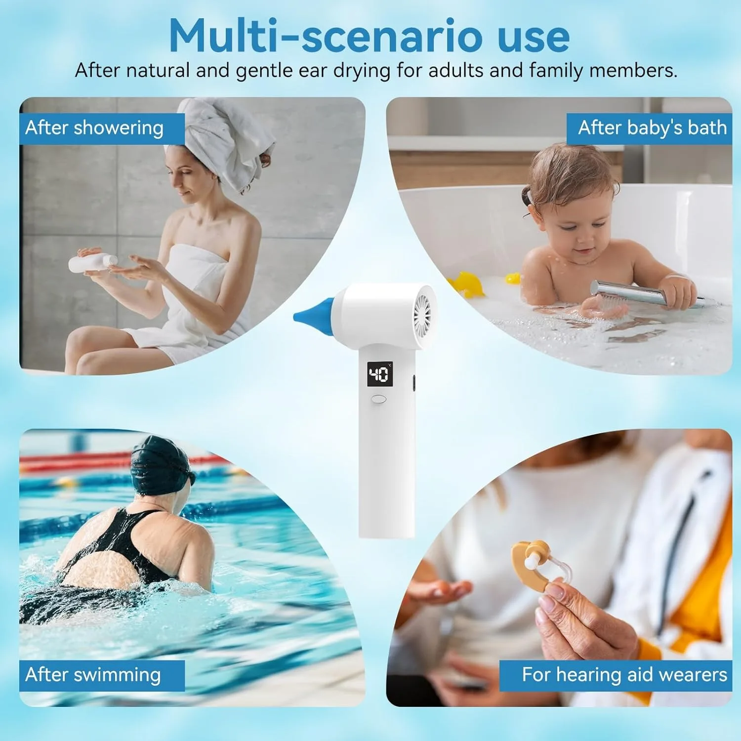 Ear Dryer with 650nm Red Light Therapy – Water Drying Aid for Swimmers - Image 5