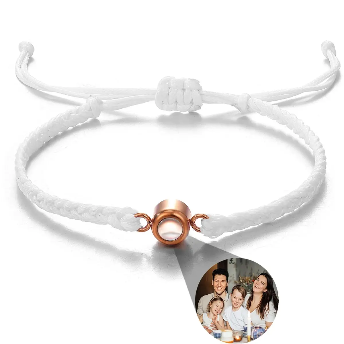 Personalized Photo Projection Bracelet – Adjustable Braided Rope Memorial Jewelry - Image 12