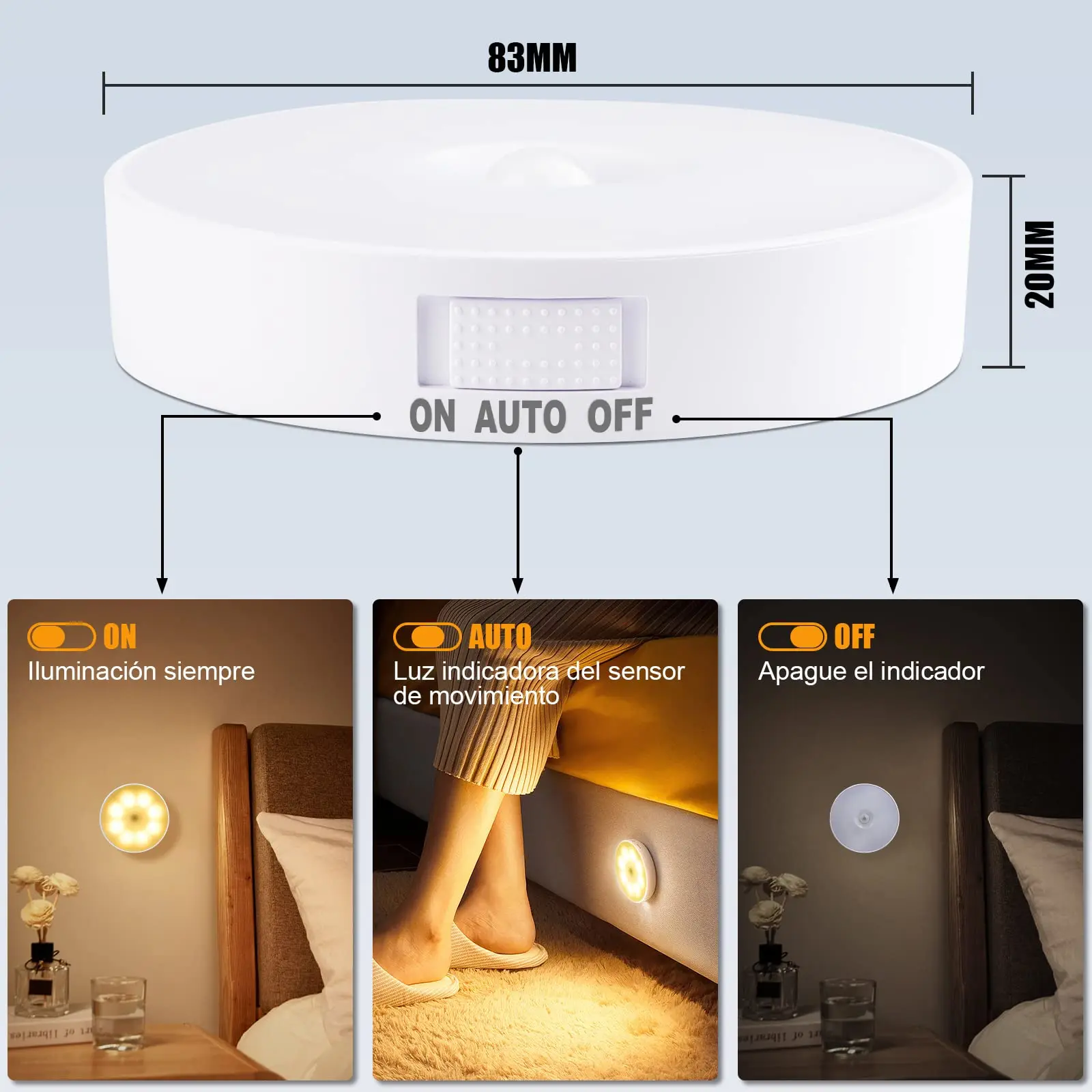USB Rechargeable LED Night Light – Motion Sensor Magnetic Lamp for Closet & Bed - Image 6