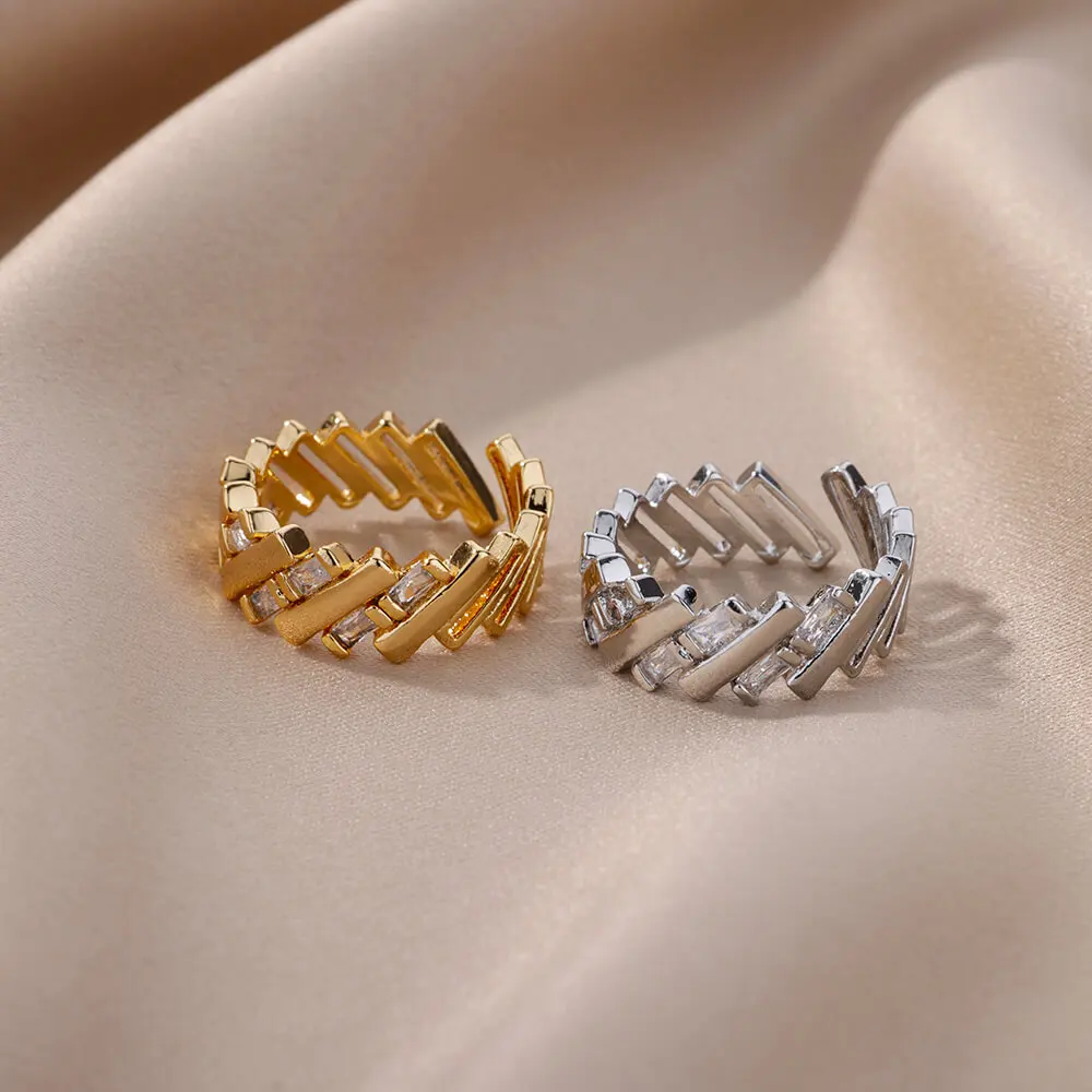 Luxury Korean Stainless Steel Copper Zircon Ring – Trendy Unisex Birthday Gift - Image 25