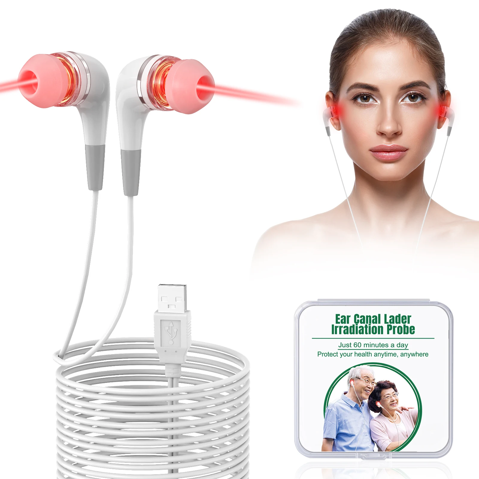 Tinnitus Ear Laser Therapy 650nm LLLT Earplug for Otitis & Hypertension