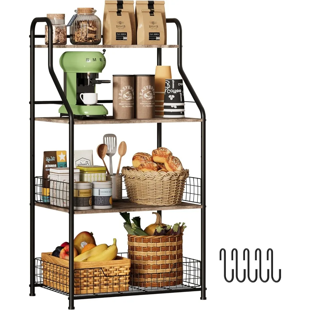 4-Tier Microwave Stand with Storage – Metal Bakers Rack for Kitchen & Coffee Bar Organizer - Image 2
