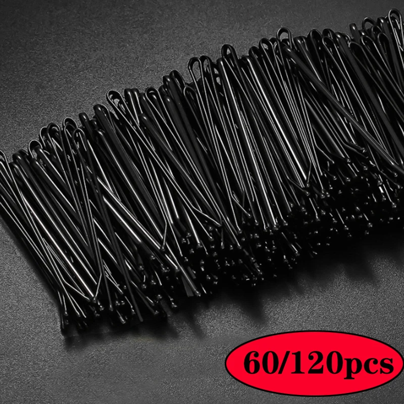 120-Piece Black Bobby Pin Set – Invisible Wave Curly Hair Clips for Women