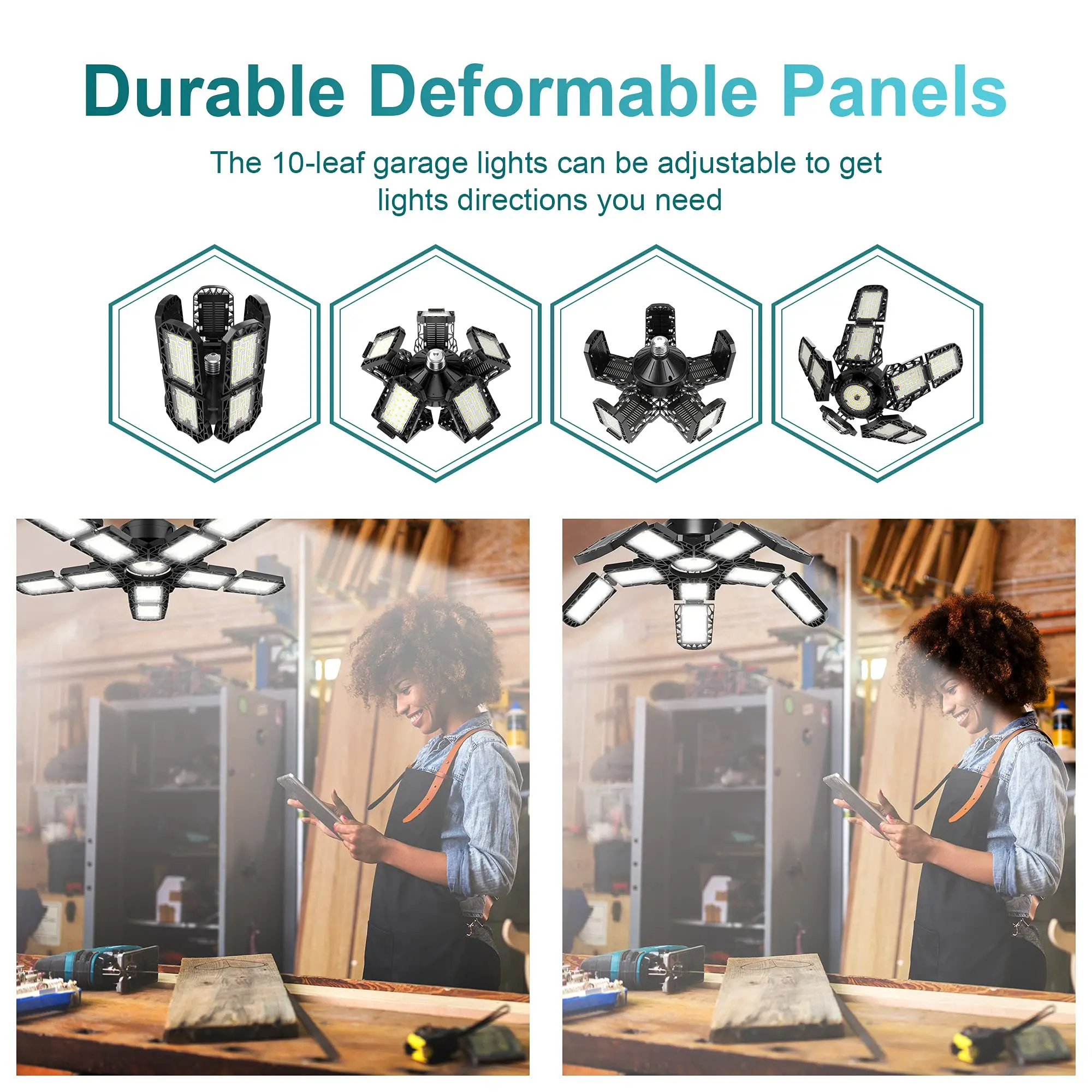 LED Garage Light – 5/10 Adjustable Panel Ceiling Lamp for Workshop & Basement - Image 3