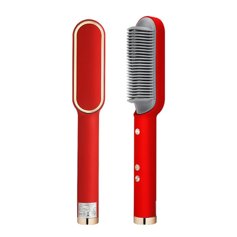 2-in-1 Hair Straightener Ceramic Hot Comb – Electric Straightening Brush with Negative Ion - Image 7