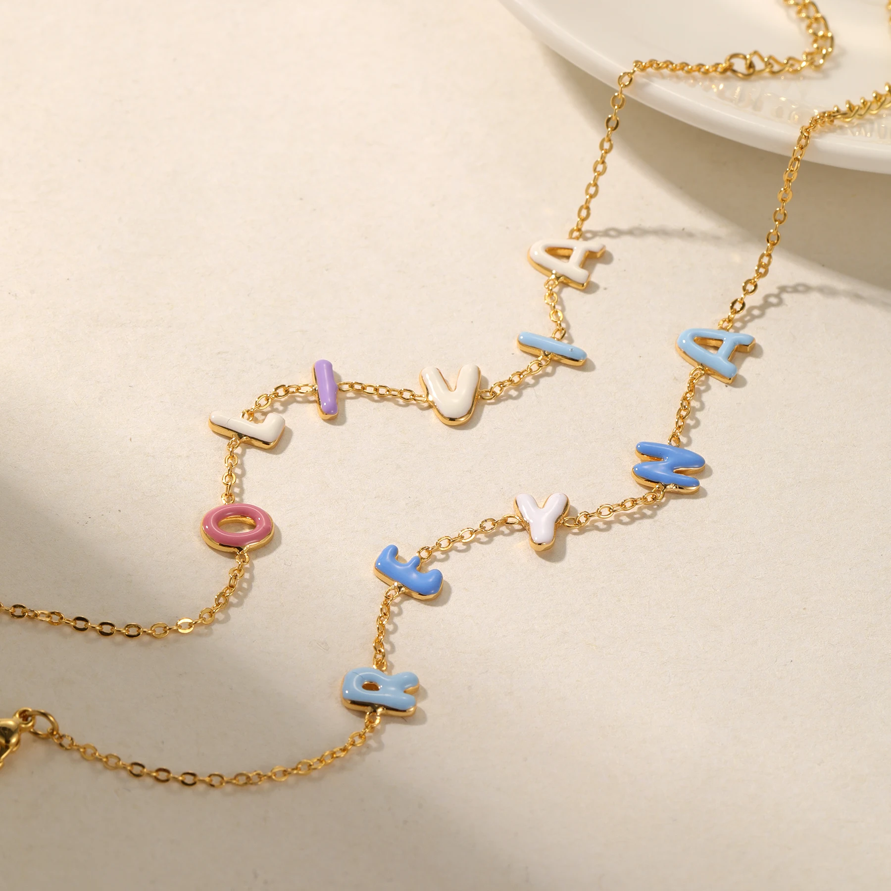 Custom Bubble Letter Pendant Necklace – Personalized Dopamine Jewelry - Image 5