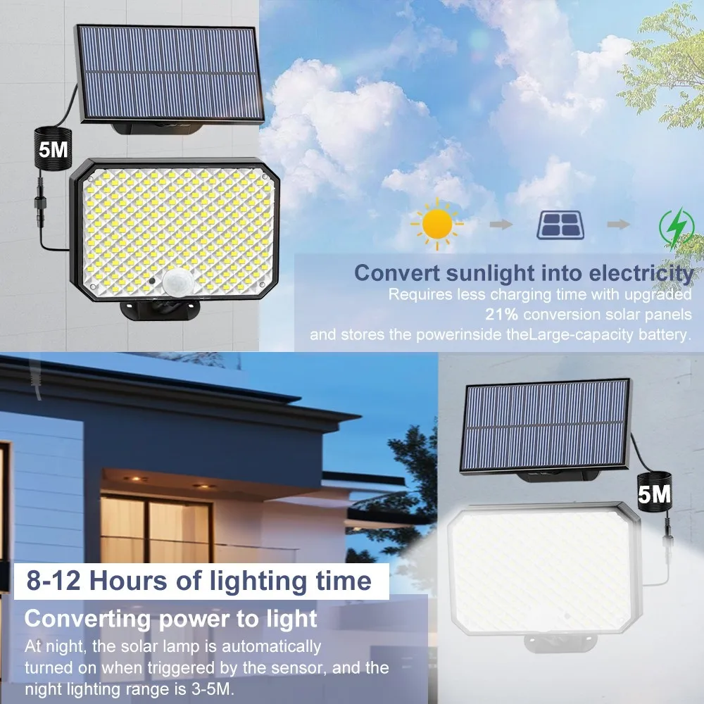 190LED Solar Security Light – Motion Sensor Waterproof Lamp for Yard & Garage - Image 5
