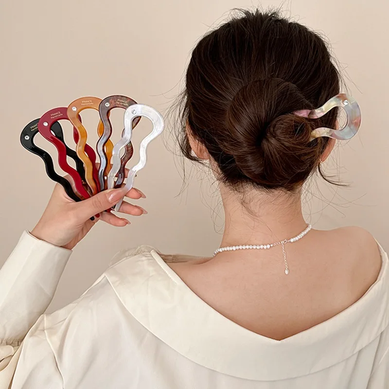 Elegant Wavy U-Shaped Hair Clip – French Twist Styling Pin for Women