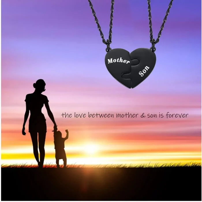 Mother and Son Heart Necklace Set – Matching Pendant Jewelry - Image 4
