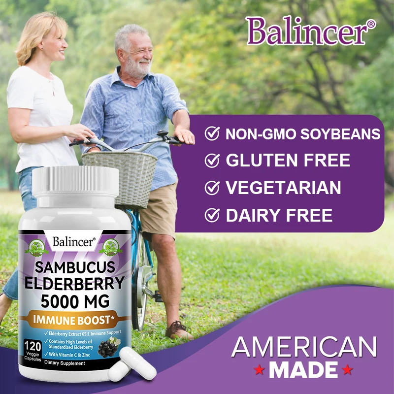 Elderberry 5 000 mg + Vitamin C & Zinc – Immune & Skin Support, 120 Caps - Image 5