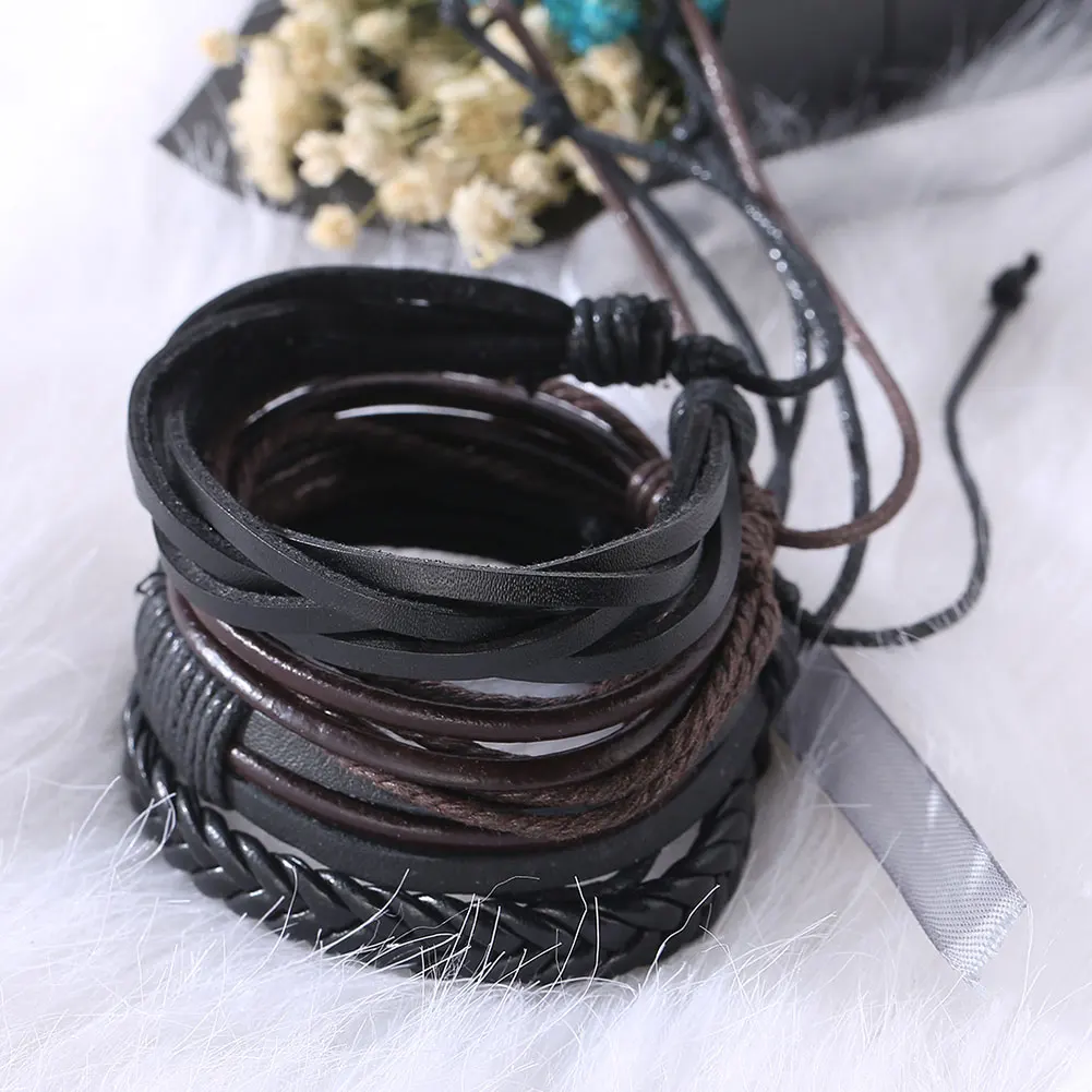 Retro Faux Leather Cuff Bracelet – Adjustable Punk Style Wristband - Image 6