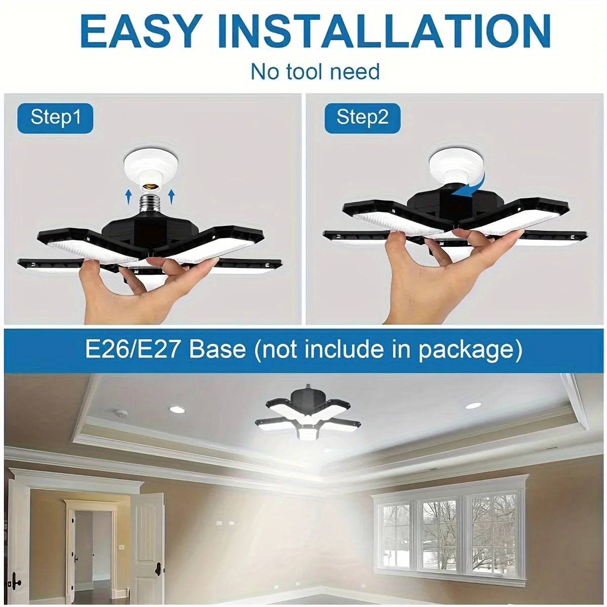 LED Garage Light – 5/10 Adjustable Panel Ceiling Lamp for Workshop & Basement - Image 6