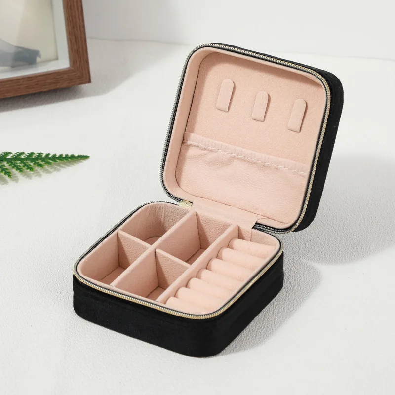 Velvet Jewelry Box Women Necklace Ring Earrings Organizer Travel Portable Zipper Storage Case - Image 11