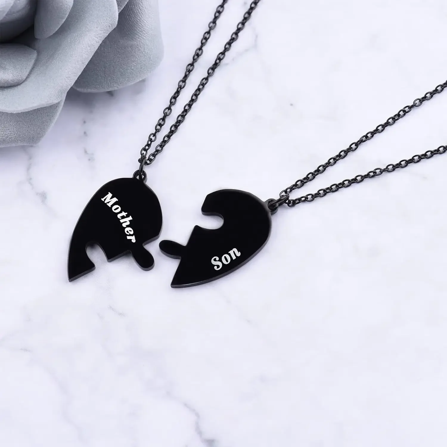 Mother and Son Heart Necklace Set – Matching Pendant Jewelry - Image 3