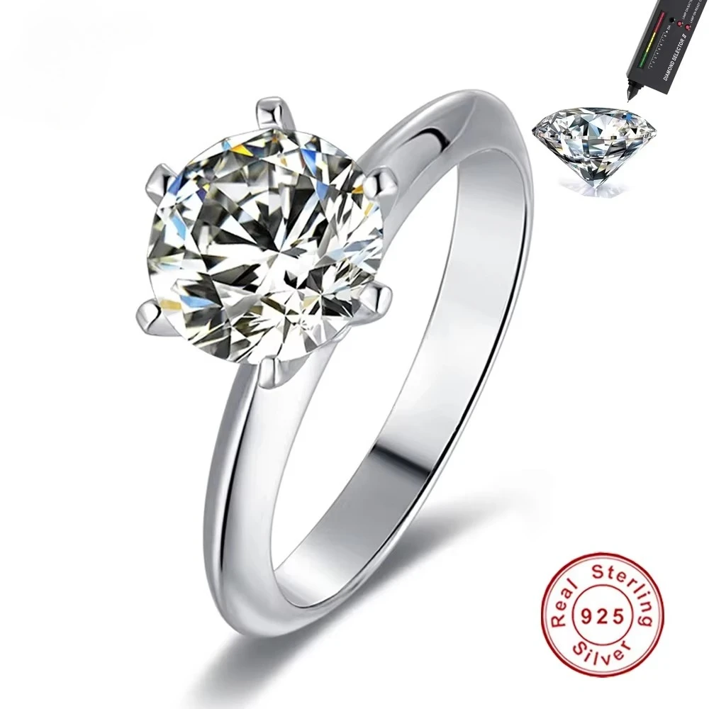 Luxury 925 Sterling Silver 1-3 Ct Real Moissanite Rings Wholesale - Image 2