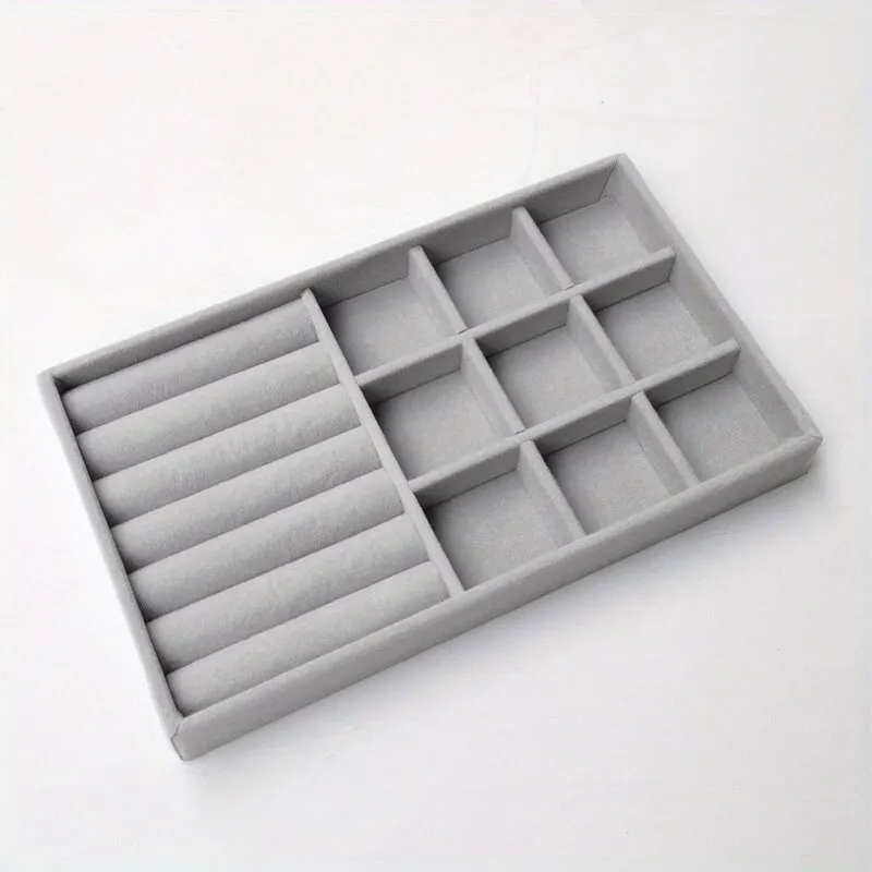Velvet Jewelry Display Tray Portable Ring Earrings Necklace Organizer Storage Box - Image 9