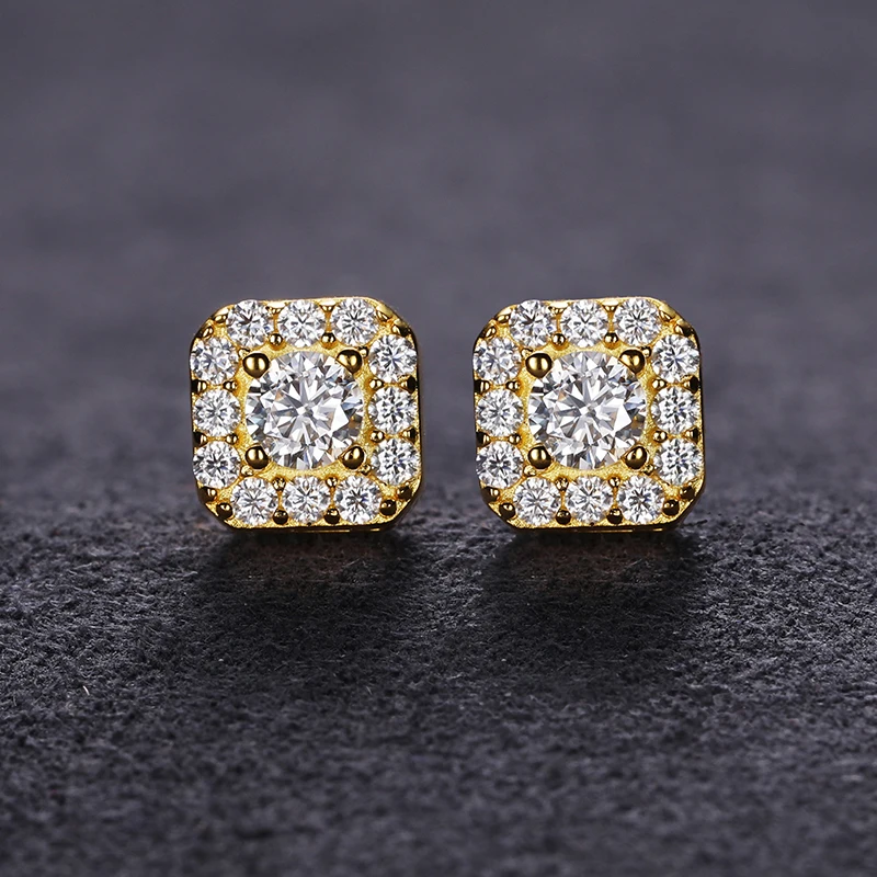 D VVS1 Moissanite Square Stud Earrings – 925 Sterling Silver - Image 3