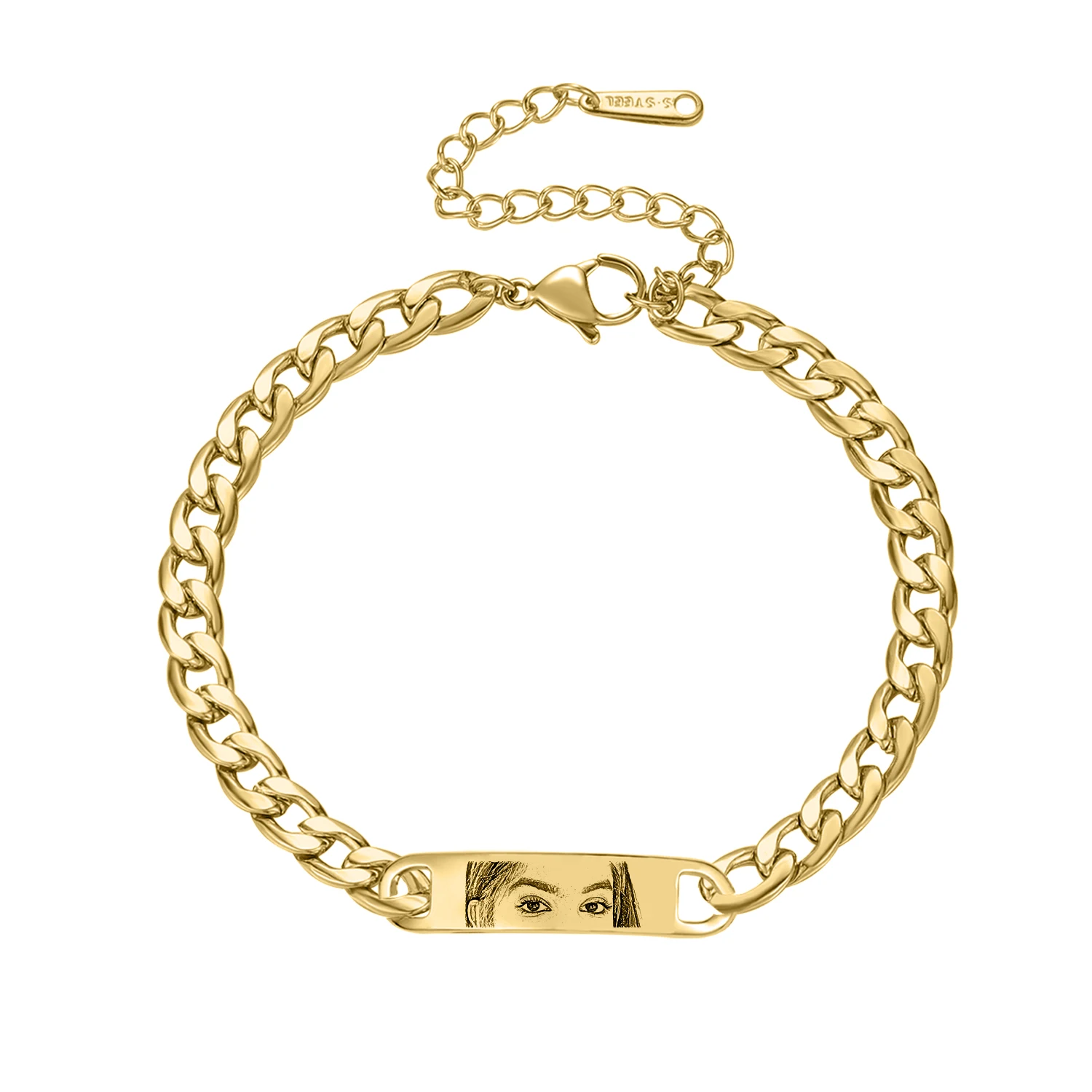 Personalized Eye Photo Bracelet Custom Engraved Drawing Jewelry Couple Pendant Gift - Image 8