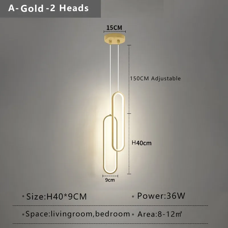 Modern Minimalist LED Pendant Light – Gold/Black Chandelier for Living Room - Image 7