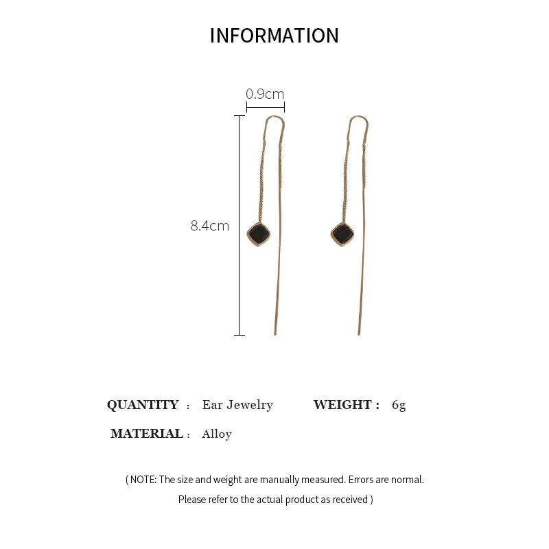 Simple Geometric Square Drop Earrings Women Korean Fashion Gold Line Long Tassel Dangle Jewelry Gift - Image 5