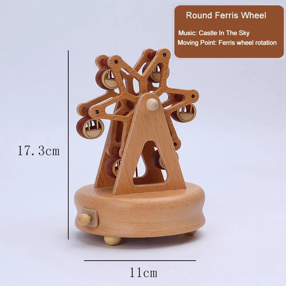 Wind Up Musical Box Retro Wooden Music Box New Year Xmas Birthday Gift Vintage Carousel Ferris Wheel Home Decoration Accessories - Image 10