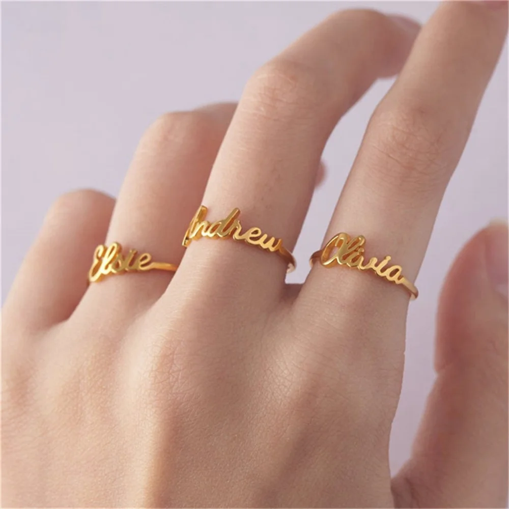 Personalized Stainless Steel Name Ring Custom Engraved Wedding Jewelry Gift - Image 3