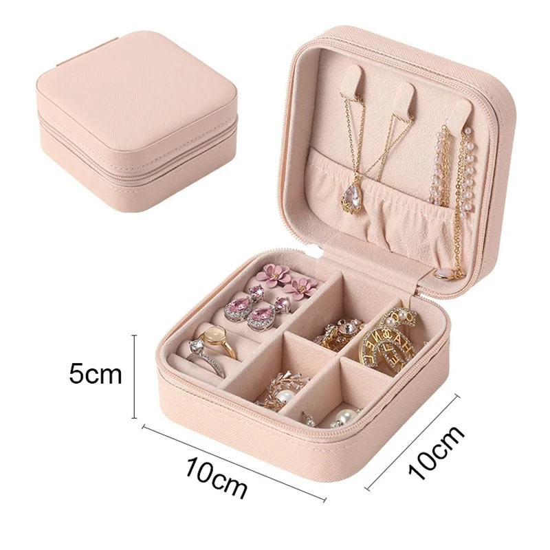 Portable Mini Jewelry Storage Box Travel Home Earrings Necklace Ring Display Case - Image 8